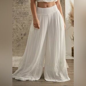 Free People Angie's Elegant White Wide-Leg Pants